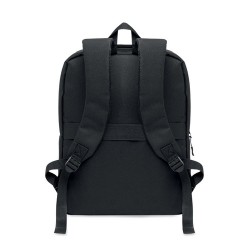 Sac à dos  RPET pour ordinateur personnalisé AKRAOS Matières : PET recyclé Couleurs : noir marquage couleur éclatante