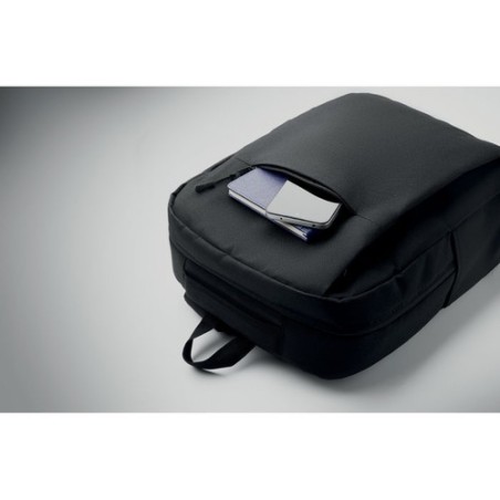 Sac à dos  RPET pour ordinateur personnalisé AKRAOS Matières : PET recyclé Couleurs : noir goodies personnalisé en stock