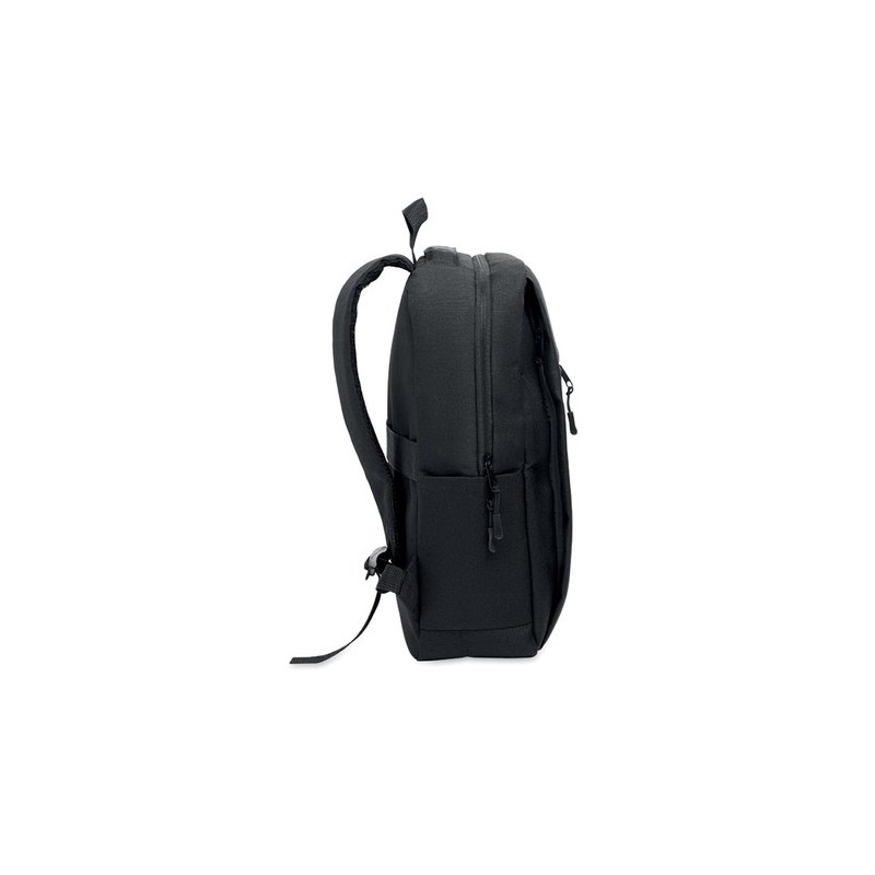 Sac à dos  RPET pour ordinateur personnalisé AKRAOS Matières : PET recyclé Couleurs : noir personnalisation sur mesure