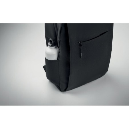 Sac à dos  RPET pour ordinateur personnalisé AKRAOS Matières : PET recyclé Couleurs : noir goodies publicitaire durable