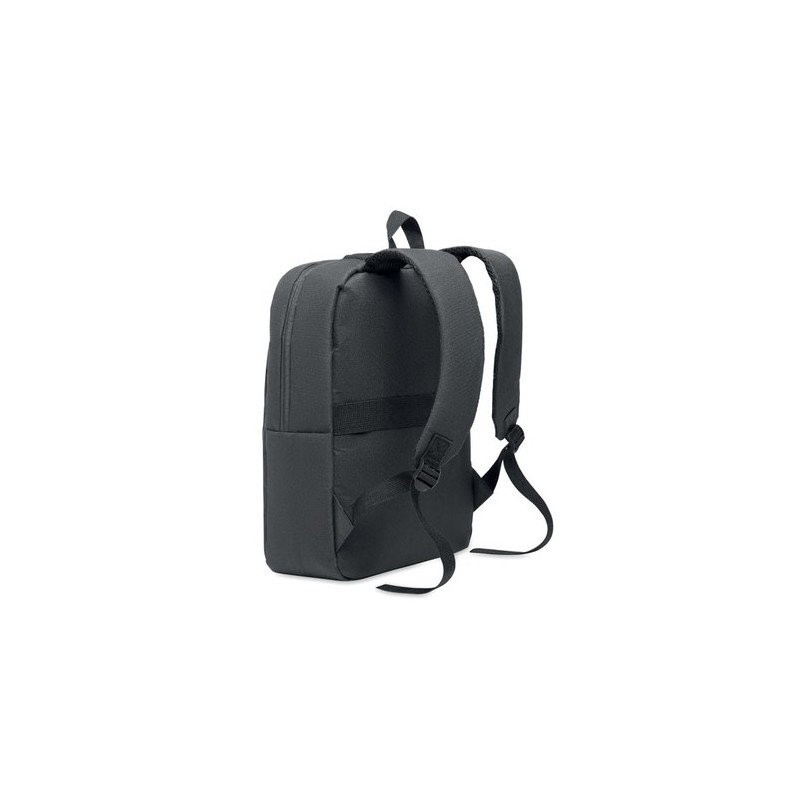 Sac à dos  RPET pour ordinateur personnalisé AKRAOS Matières : PET recyclé Couleurs : pierre marquage laser ultra précis