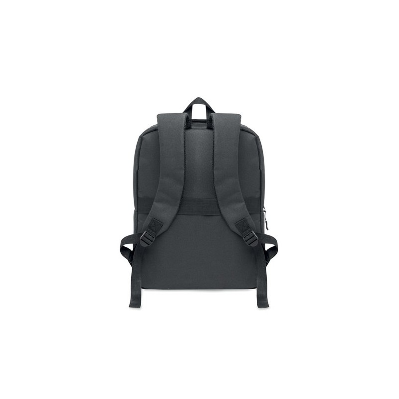 Sac à dos  RPET pour ordinateur personnalisé AKRAOS Matières : PET recyclé Couleurs : pierre impression logo haute qualité