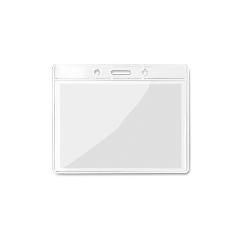 Badge Événement Personnalisé 10x8 cm - BADGY Matières : PVC Couleurs : transparent personnalisable avec votre logo