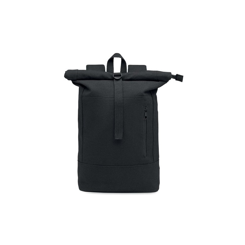 Sac à dos personnalisé  pour ordinateur 15' KOPER ROLL Matières : coton recyclé Couleurs : noir personnalisable avec votre logo