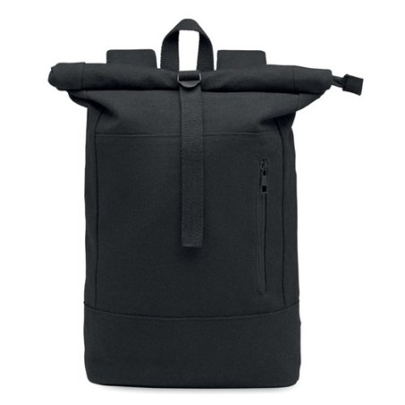 Sac à dos personnalisé  pour ordinateur 15' KOPER ROLL Matières : coton recyclé Couleurs : noir personnalisable avec votre logo