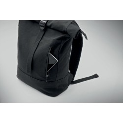 Sac à dos personnalisé  pour ordinateur 15' KOPER ROLL Matières : coton recyclé Couleurs : noir cadeau entreprise pas cher