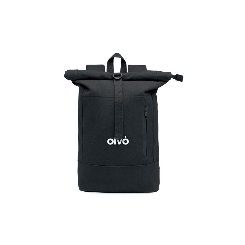 Sac à dos personnalisé  pour ordinateur 15' KOPER ROLL Matières : coton recyclé Couleurs : noir marquage laser ultra précis