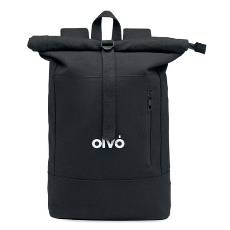 Sac à dos personnalisé  pour ordinateur 15' KOPER ROLL Matières : coton recyclé Couleurs : noir marquage laser ultra précis