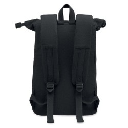 Sac à dos personnalisé  pour ordinateur 15' KOPER ROLL Matières : coton recyclé Couleurs : noir objet promotionnel éco-responsab