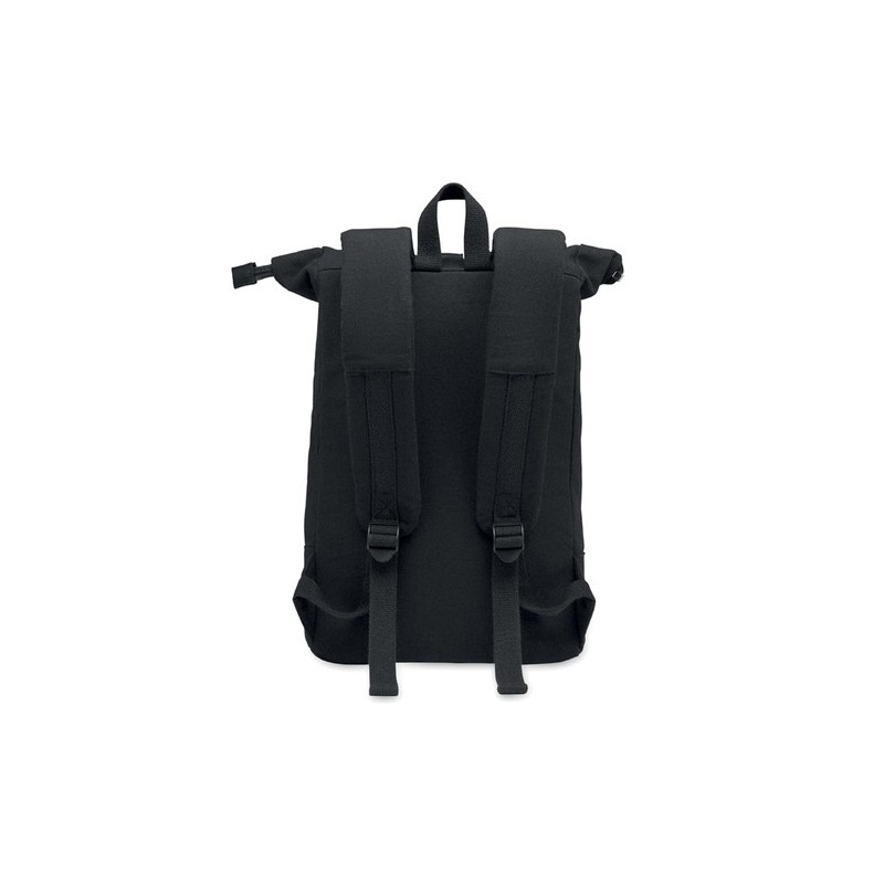 Sac à dos personnalisé  pour ordinateur 15' KOPER ROLL Matières : coton recyclé Couleurs : noir objet promotionnel éco-responsab