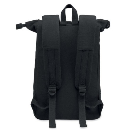 Sac à dos personnalisé  pour ordinateur 15' KOPER ROLL Matières : coton recyclé Couleurs : noir objet promotionnel éco-responsab
