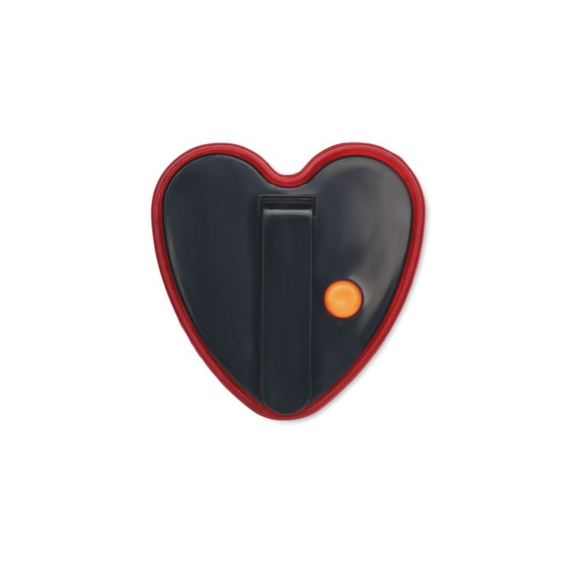 Réflecteur personnalisé élégant en forme de cœur - HAERT Matières : ABS Couleurs : rouge personnalisable avec votre logo