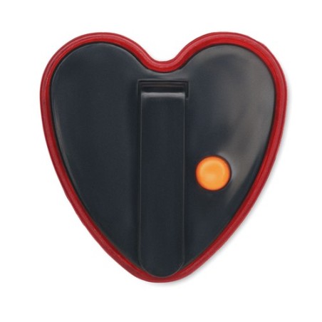 Réflecteur personnalisé élégant en forme de cœur - HAERT Matières : ABS Couleurs : rouge personnalisable avec votre logo