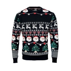 Pull Festif LED de Noël L/XL LARGE SHAMIS Matières : acrylique Couleurs : noir
