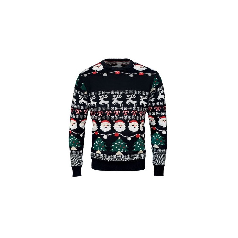 Pull Festif LED de Noël L/XL LARGE SHAMIS Matières : acrylique Couleurs : noir