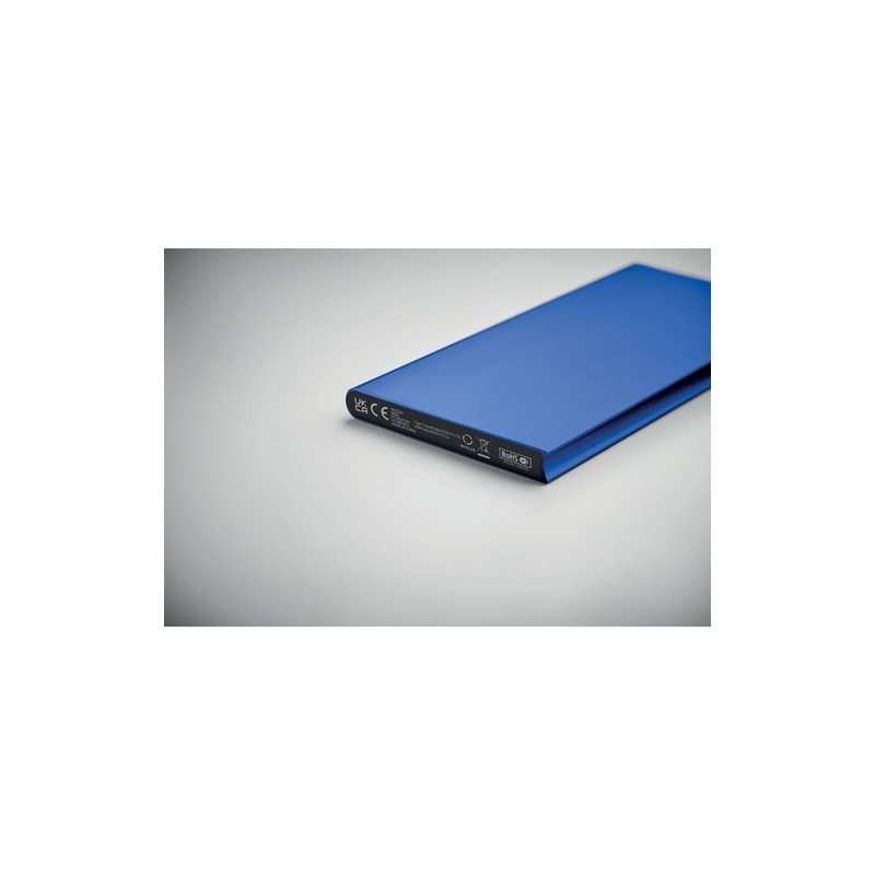 Powerbank  8000 mAh personnalisé POWERFLAT8C Matières : aluminium recyclé  Couleurs : bleu royal goodies entreprise design