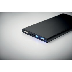Powerbank  8000 mAh personnalisé POWERFLAT8C Matières : aluminium recyclé  Couleurs : noir impression logo haute qualité