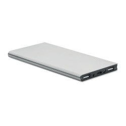 Powerbank  8000 mAh personnalisé POWERFLAT8C Matières : aluminium recyclé  Couleurs : argenté mat cadeau entreprise pas cher