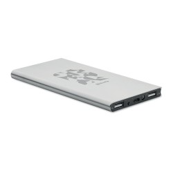 Powerbank  8000 mAh personnalisé POWERFLAT8C Matières : aluminium recyclé  Couleurs : argenté mat personnalisation rapide en Fra