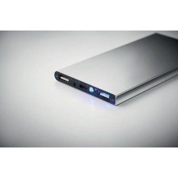 Powerbank  8000 mAh personnalisé POWERFLAT8C Matières : aluminium recyclé  Couleurs : argenté mat marquage couleur éclatante