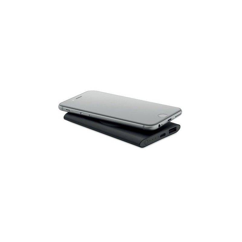 Powerbank Éco-responsable Personnalisé 5000mAh 15W POWERPLUS Matières : aluminium recyclé  Couleurs : noir goodies publicitaire 