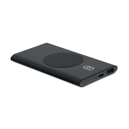 Powerbank Éco-responsable Personnalisé 5000mAh 15W POWERPLUS Matières : aluminium recyclé  Couleurs : noir impression haute défi