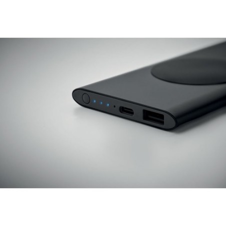 Powerbank Éco-responsable Personnalisé 5000mAh 15W POWERPLUS Matières : aluminium recyclé  Couleurs : noir livraison express 24h