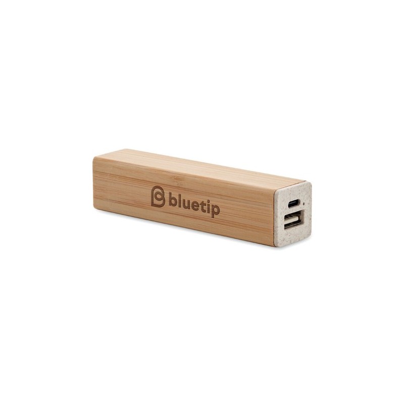 Powerbank Éco-responsable Personnalisé 2600 mAh POWERBAMC Matières : bambou Couleurs : bois impression haute définition