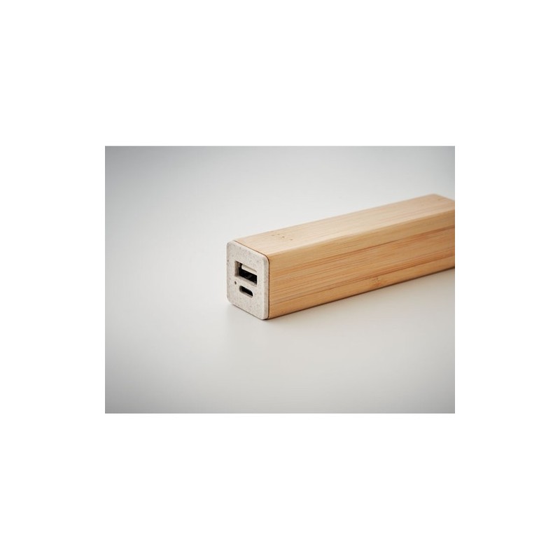 Powerbank Éco-responsable Personnalisé 2600 mAh POWERBAMC Matières : bambou Couleurs : bois marquage laser ultra précis