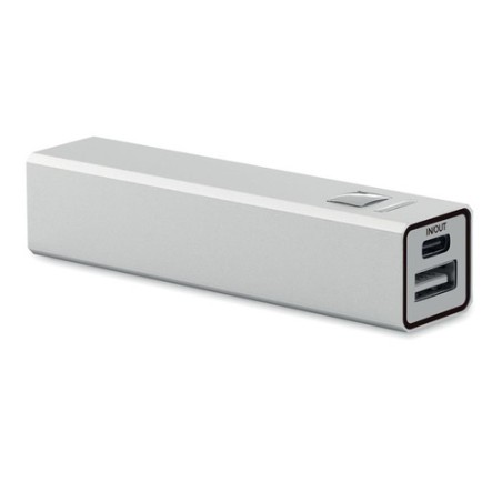 Powerbank Éco-responsable 2600 mAh Personnalisé pas cher - POWERALUC Matières : aluminium recyclé  Couleurs : argenté mat