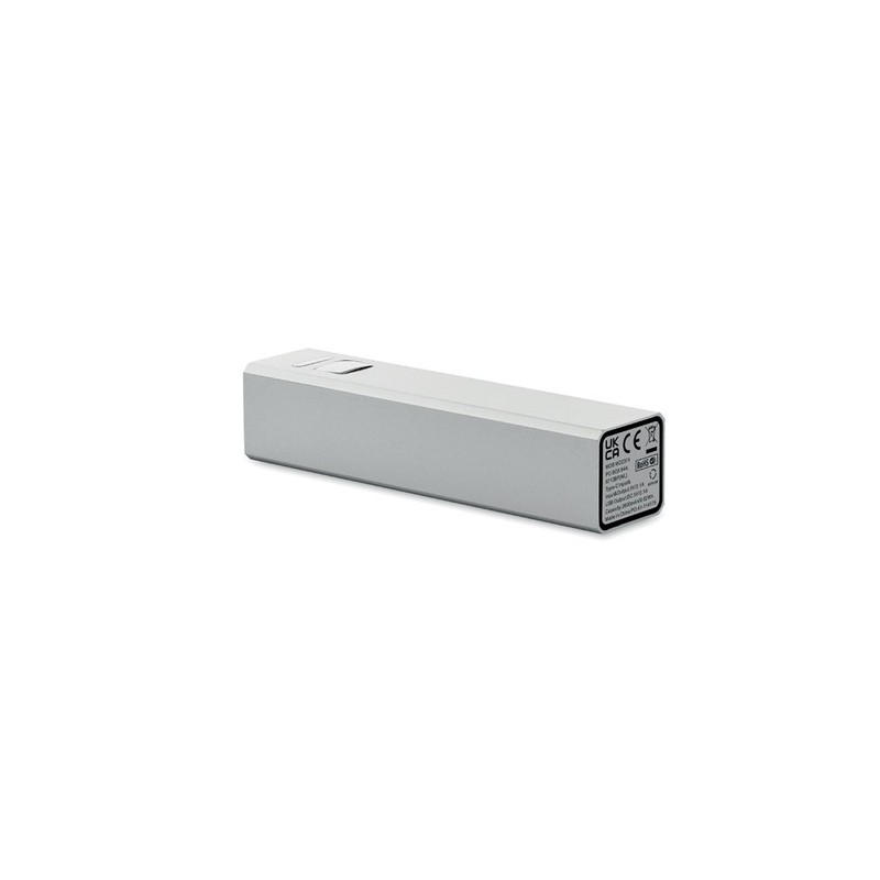 Powerbank Éco-responsable 2600 mAh Personnalisé pas cher - POWERALUC Matières : aluminium recyclé  Couleurs : argenté mat livrai