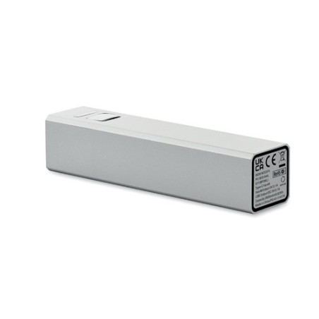 Powerbank Éco-responsable 2600 mAh Personnalisé pas cher - POWERALUC Matières : aluminium recyclé  Couleurs : argenté mat livrai
