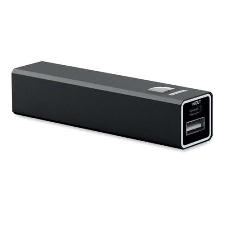 Powerbank Éco-responsable 2600 mAh Personnalisé pas cher - POWERALUC Matières : aluminium recyclé  Couleurs : noir personnalisab
