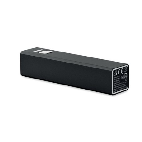 Powerbank Éco-responsable 2600 mAh Personnalisé pas cher - POWERALUC Matières : aluminium recyclé  Couleurs : noir objet promoti