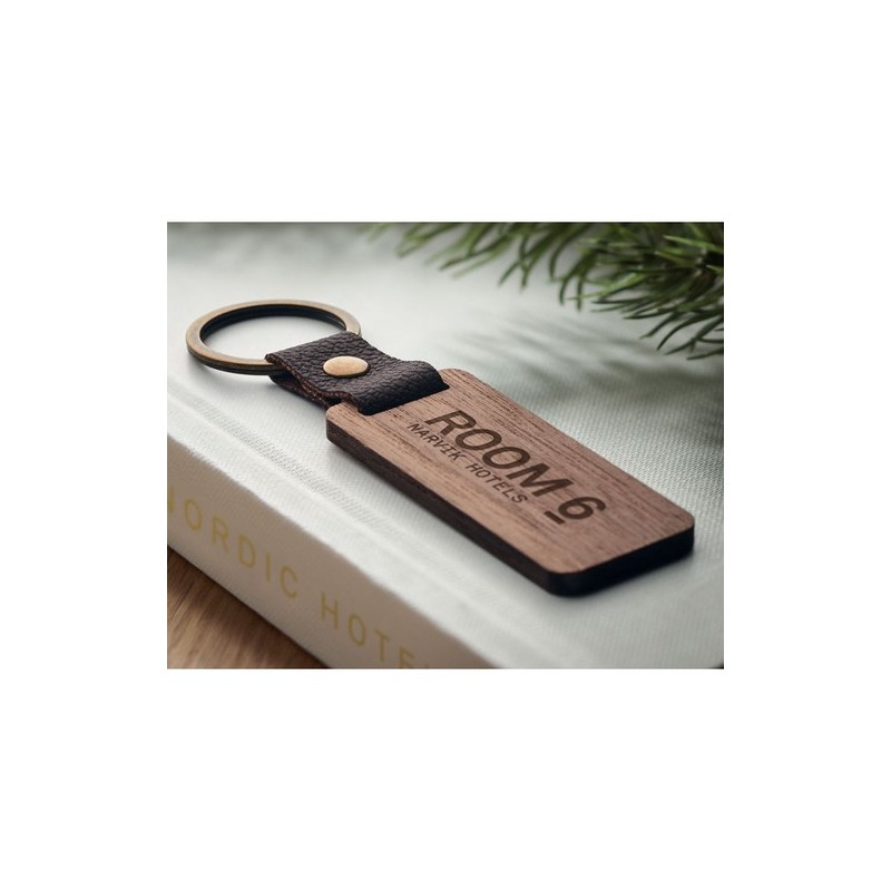 Porte-clés en Noyer et PU NAWKEY - Élégance et Praticité