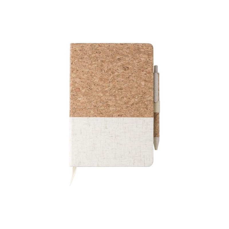 Carnet A5 Éco-responsable avec Couverture en Liège - Kenzo Matières : liège Couleurs : brun personnalisable avec votre logo