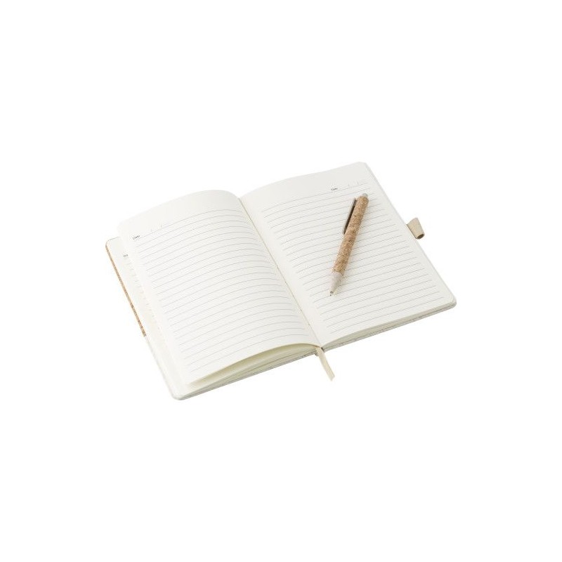 Carnet A5 Éco-responsable avec Couverture en Liège - Kenzo Matières : liège Couleurs : brun impression haute définition