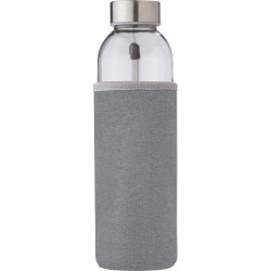 Bouteille en verre personnalisée de 500 ml avec housse Nika Matières : néoprène Couleurs : gris