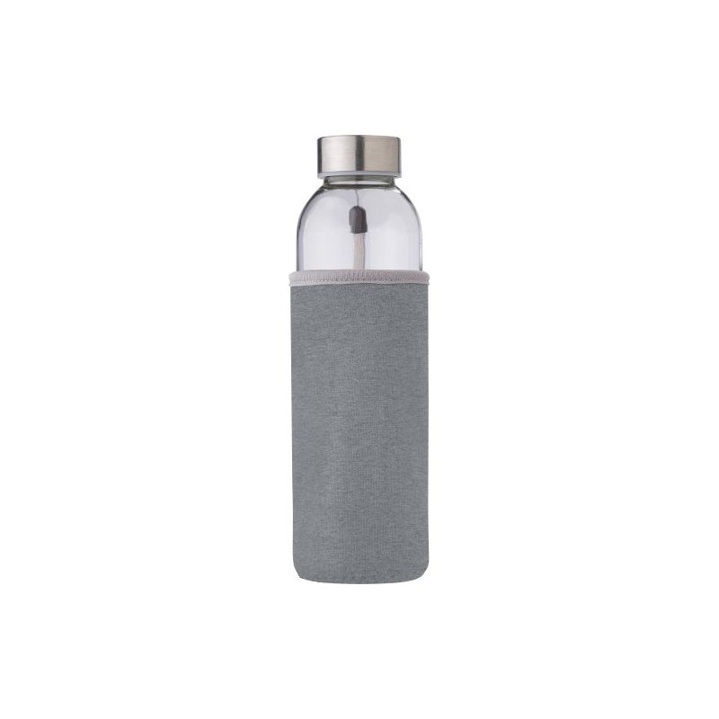 Bouteille en verre personnalisée de 500 ml avec housse Nika Matières : néoprène Couleurs : gris