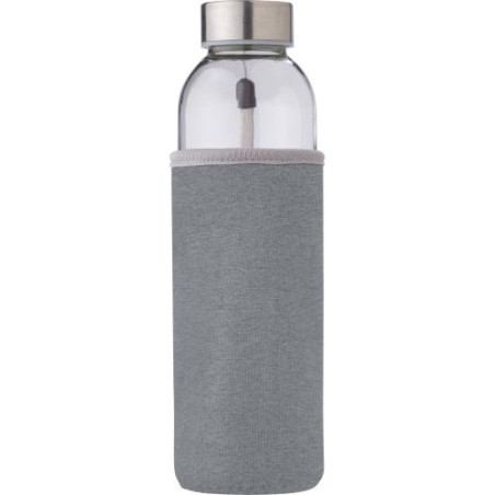 Bouteille en verre personnalisée de 500 ml avec housse Nika Matières : néoprène Couleurs : gris