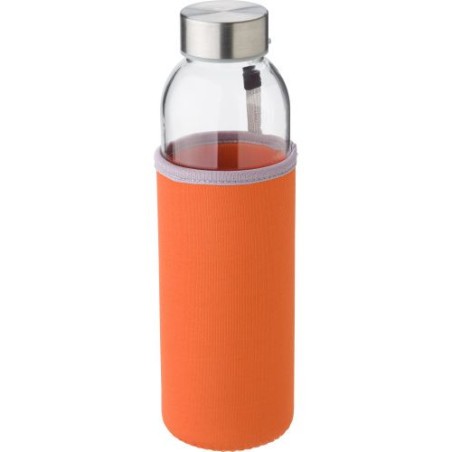 Bouteille en verre personnalisée de 500 ml avec housse Nika Matières : néoprène Couleurs : gris marquage couleur éclatante