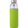 Bouteille en verre personnalisée de 500 ml avec housse Nika Matières : néoprène Couleurs : vert citron marquage laser ultra préc