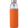 Bouteille en verre personnalisée de 500 ml avec housse Nika Matières : néoprène Couleurs : orange cadeau entreprise pas cher