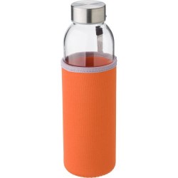 Bouteille en verre personnalisée de 500 ml avec housse Nika Matières : néoprène Couleurs : orange goodies entreprise design