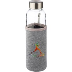 Bouteille en verre personnalisée de 500 ml avec housse Nika Matières : néoprène Couleurs : bleu cobalt cadeau affaires élégant