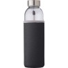 Bouteille en verre personnalisée de 500 ml avec housse Nika Matières : néoprène Couleurs : noir impression haute définition