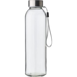 Bouteille en verre personnalisée de 500 ml avec housse Nika Matières : néoprène Couleurs : noir objet promo petit budget