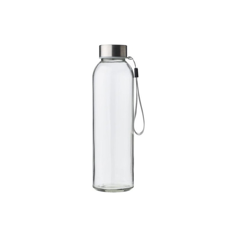 Bouteille en verre personnalisée de 500 ml avec housse Nika Matières : néoprène Couleurs : noir objet promo petit budget