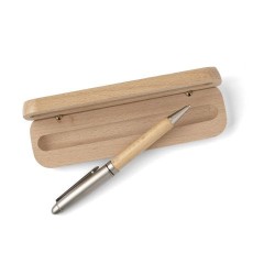 Stylo bille  en bois de hêtre personnalisé Tobias - Chic et durable Matières : bois Couleurs : brun cadeau entreprise pas cher