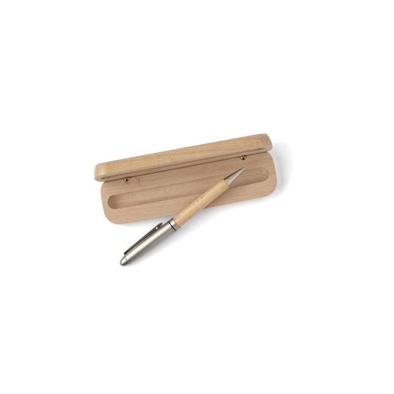 Stylo bille  en bois de hêtre personnalisé Tobias - Chic et durable Matières : bois Couleurs : brun cadeau entreprise pas cher